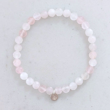 Rose Quartz Gemstone Bracelet 6mm Faceted