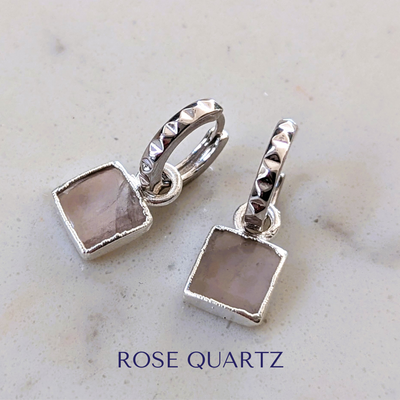 The Square Interchangeable Gemstone Earring Charms - Sterling Silver