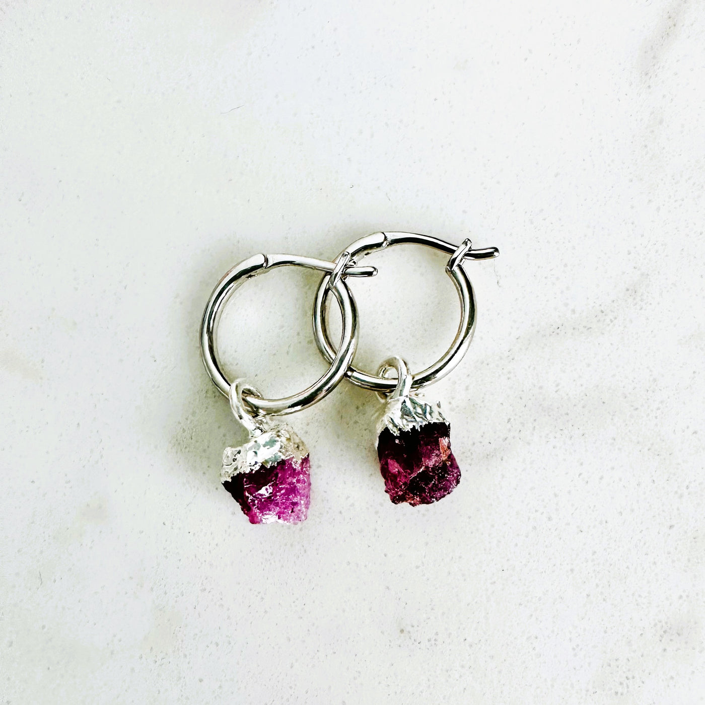 silver ruby june birthstone earrings