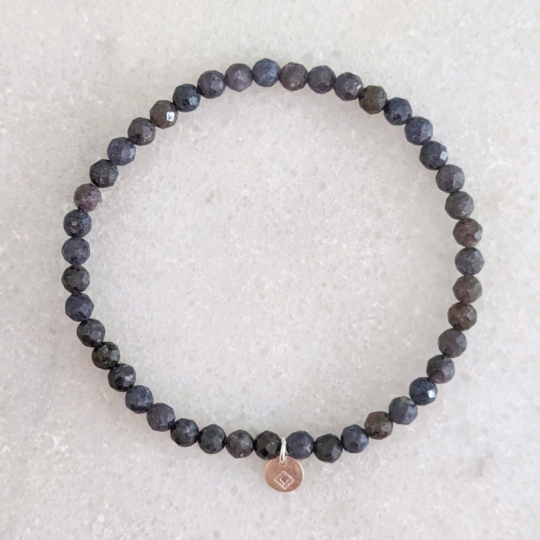 sapphire 4mm faceted bead gemstone bracelet 