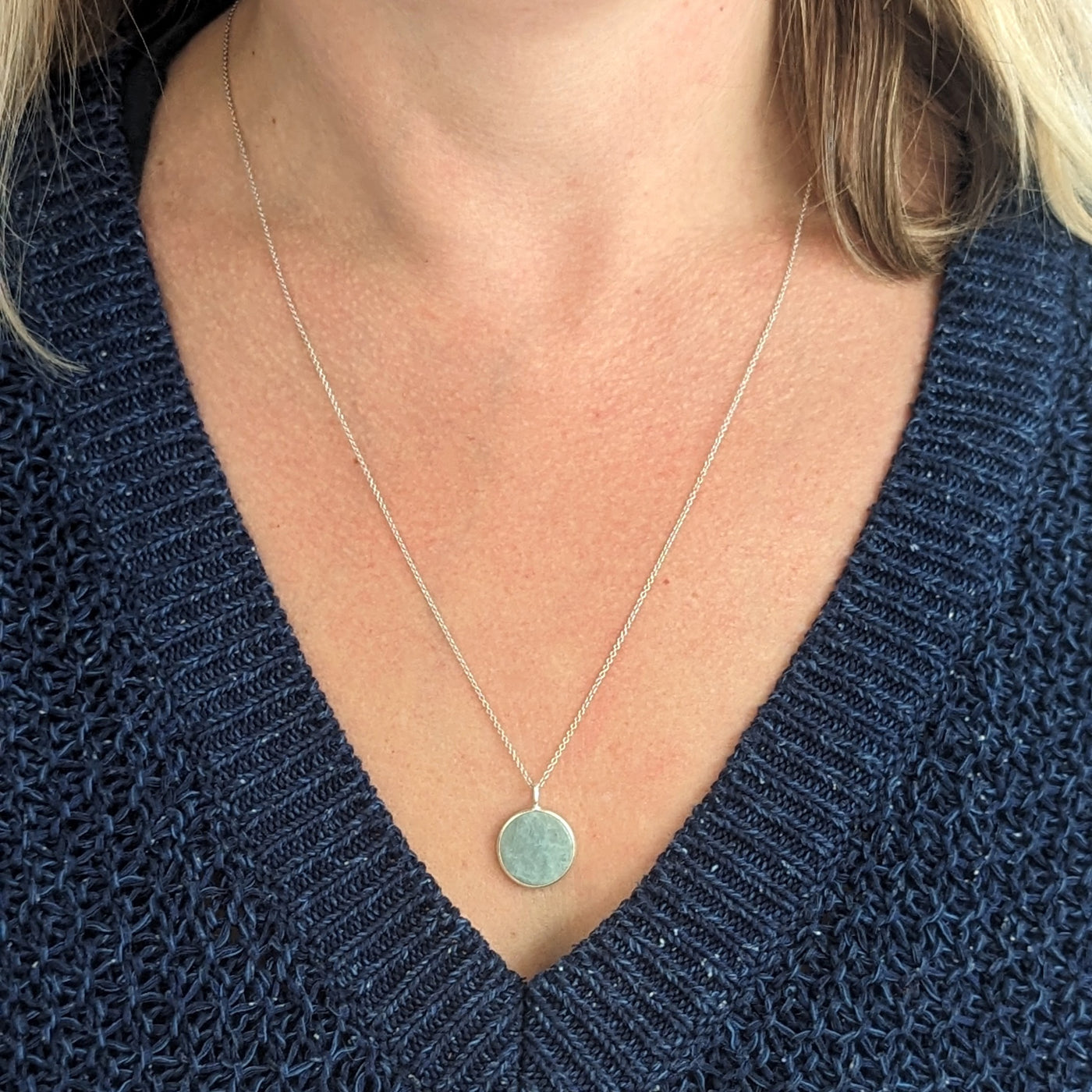 sterling silver aquamarine March birthstone necklace