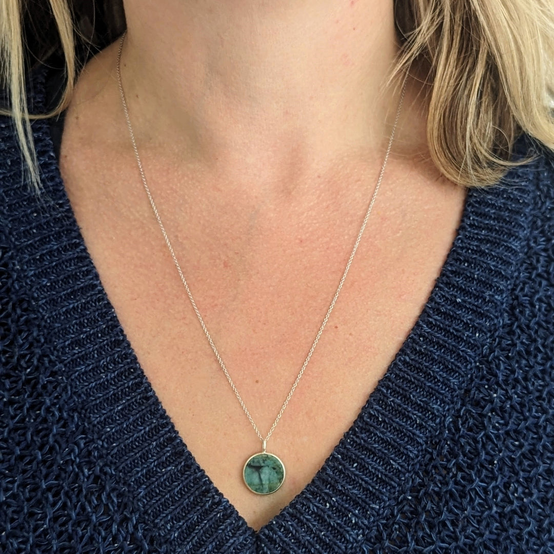 sterling silver emerald May birthstone necklace