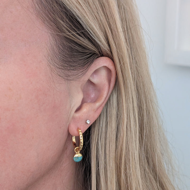 gold turquoise December birthstone earrings 