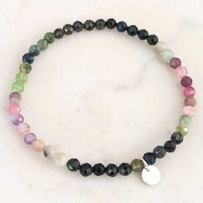 Watermelon Tourmaline Gemstone Intention Bracelet - 4mm, Faceted