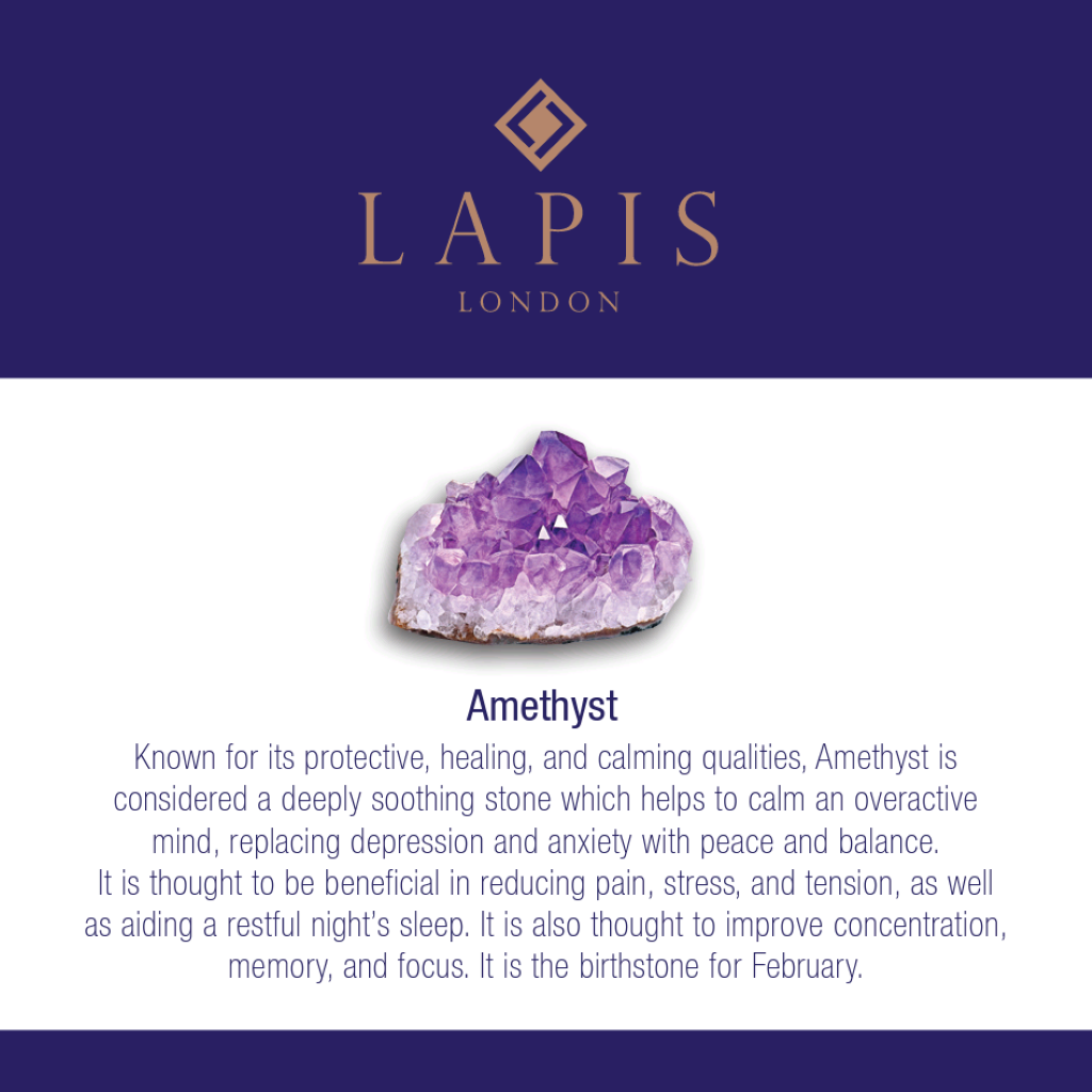 Lapis London amethyst gemstone meaning card