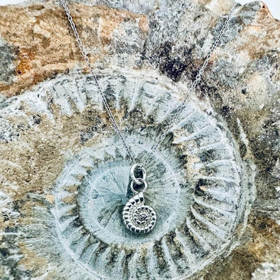 Sterling silver ammonite pendant necklace