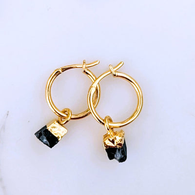 Black Onyx gemstone hoop earrings