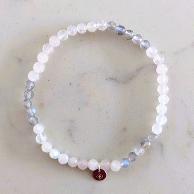 moonstone, rose quartz and labradorite gemstone bracelet