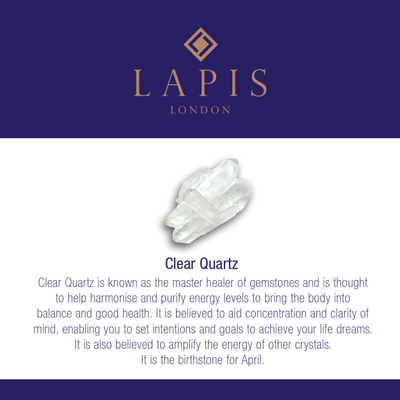 Lapis London clear quartz gemstone meaning card