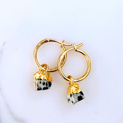 Dalmatian Jasper gemstone hoop earrings