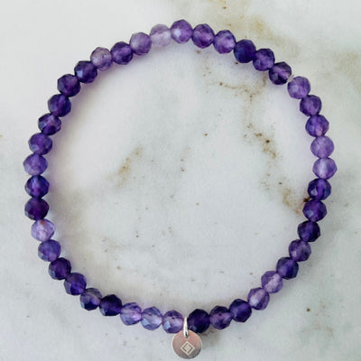 Amethyst 4mm faceted gemstone bracelet