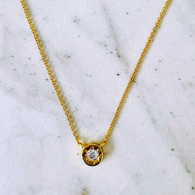 Gold plated tiny star zircon necklace 