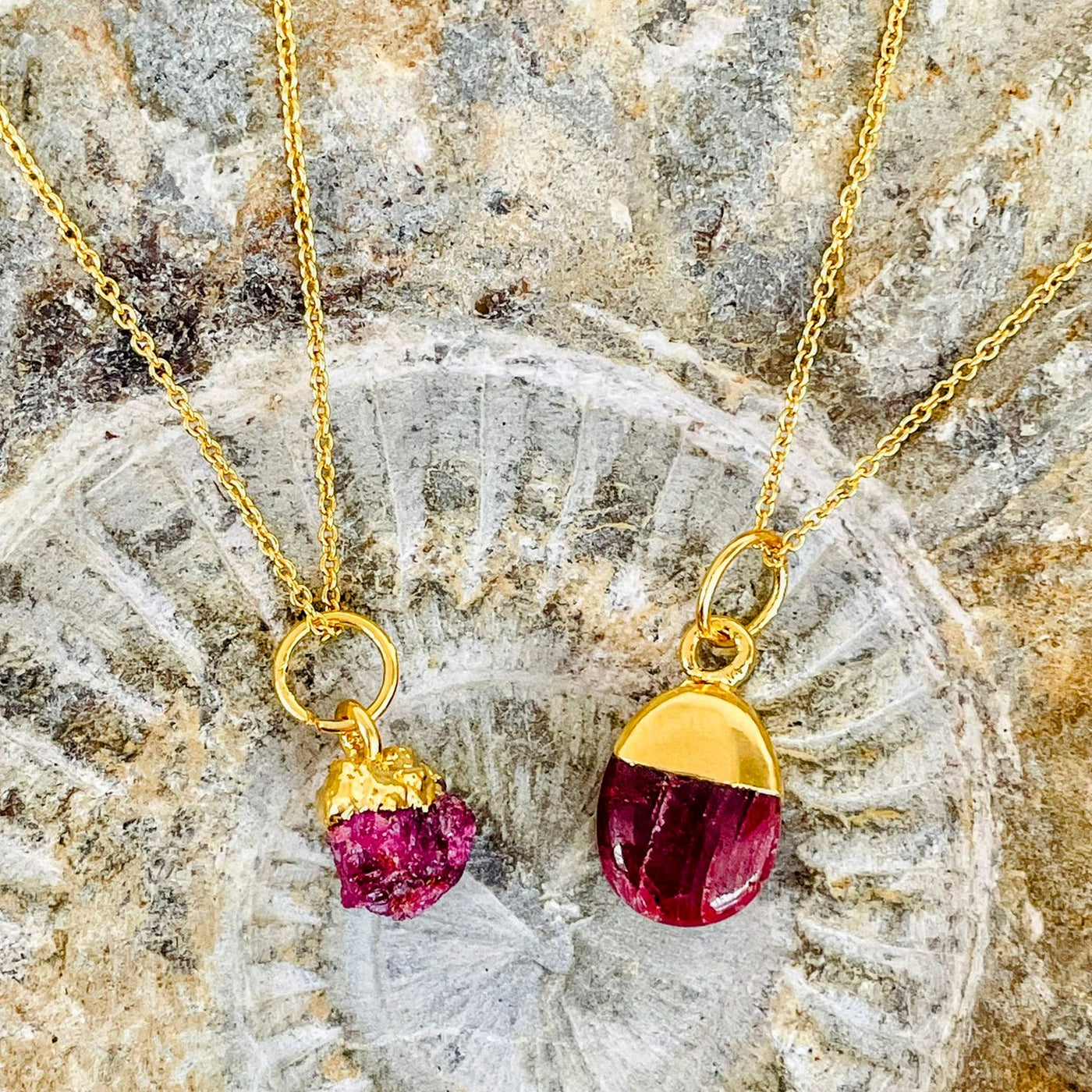 Ruby gold plated July birthstone pendant necklace 