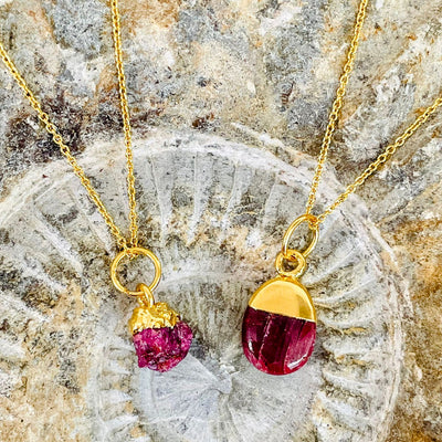 Ruby gold plated July birthstone pendant necklace 