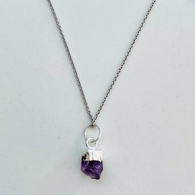 Silver amethyst February birthstone necklace 