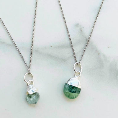 Silver aquamarine March birthstone pendant necklace 