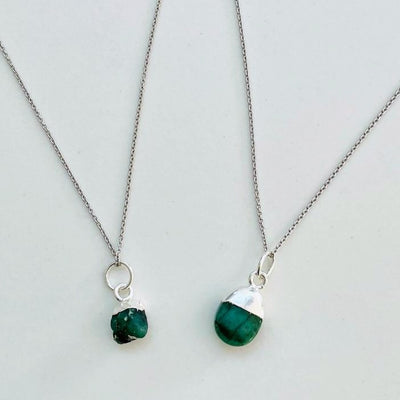 Silver emerald May birthstone necklace 