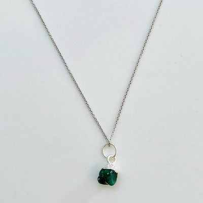 Silver emerald May birthstone necklace 