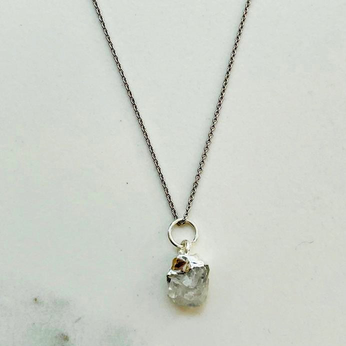 Moonstone June silver birthstone pendant necklace 