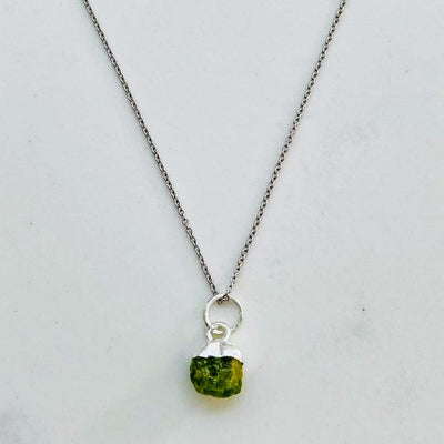 Peridot silver August birthstone necklace 