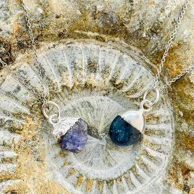 Tanzanite sterling silver December birthstone necklace