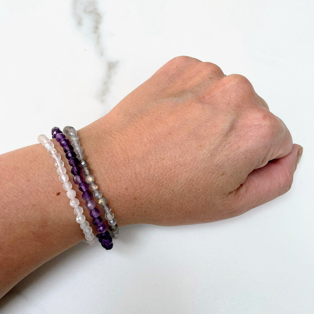 Lapis London Sleep Gemstone Bracelet Trio - Amethyst, Moonstone, Labradorite