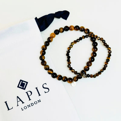 "Daddy and Me" Tiger's Eye Gemstone Bracelet set
