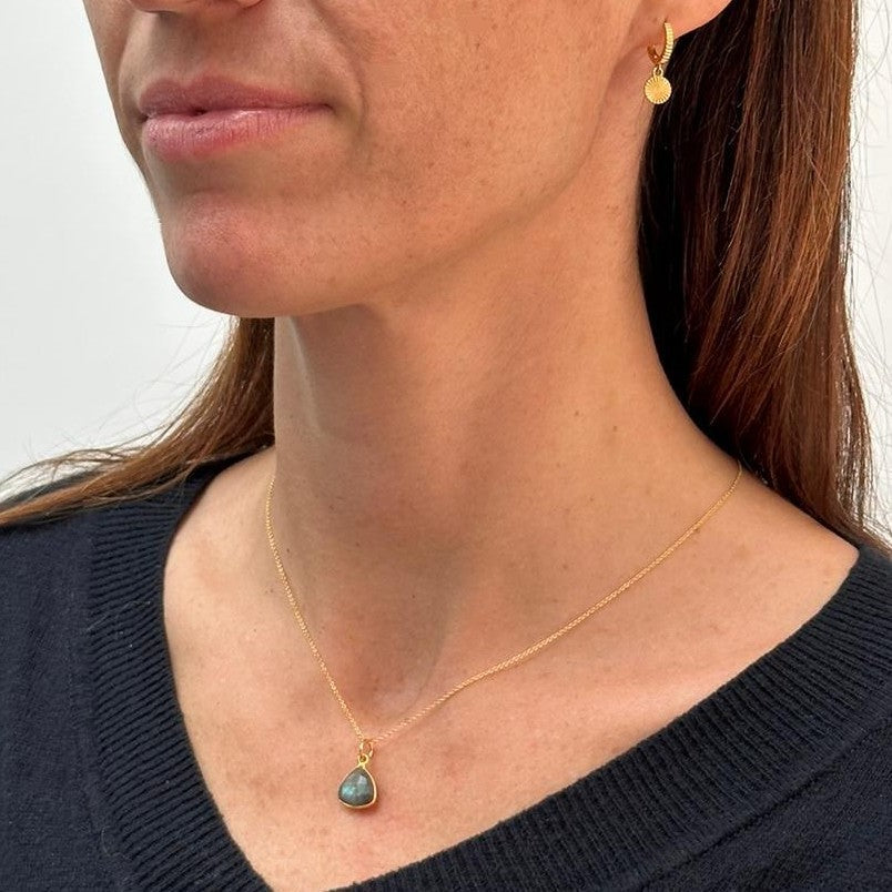 Labradorite gold plated pendant necklace