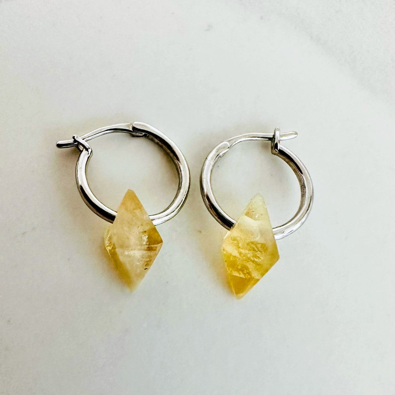 Lapis London Citrine Octahedron Earrings Sterling Silver 