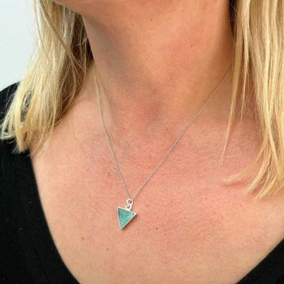 Sterling silver amazonite triangle gemstone necklace