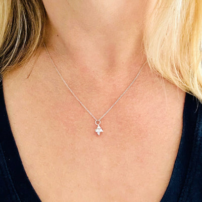 Sterling silver tetrahedron pendant necklace