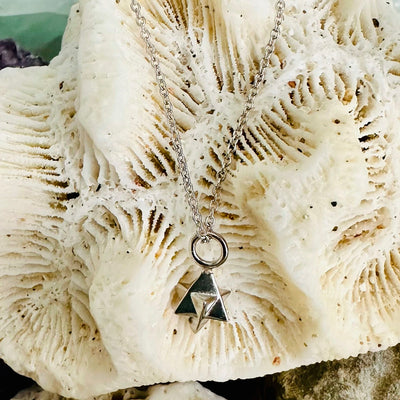 Sterling silver tetrahedron pendant necklace