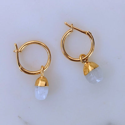 gold plated moonstone june birthstone earrings