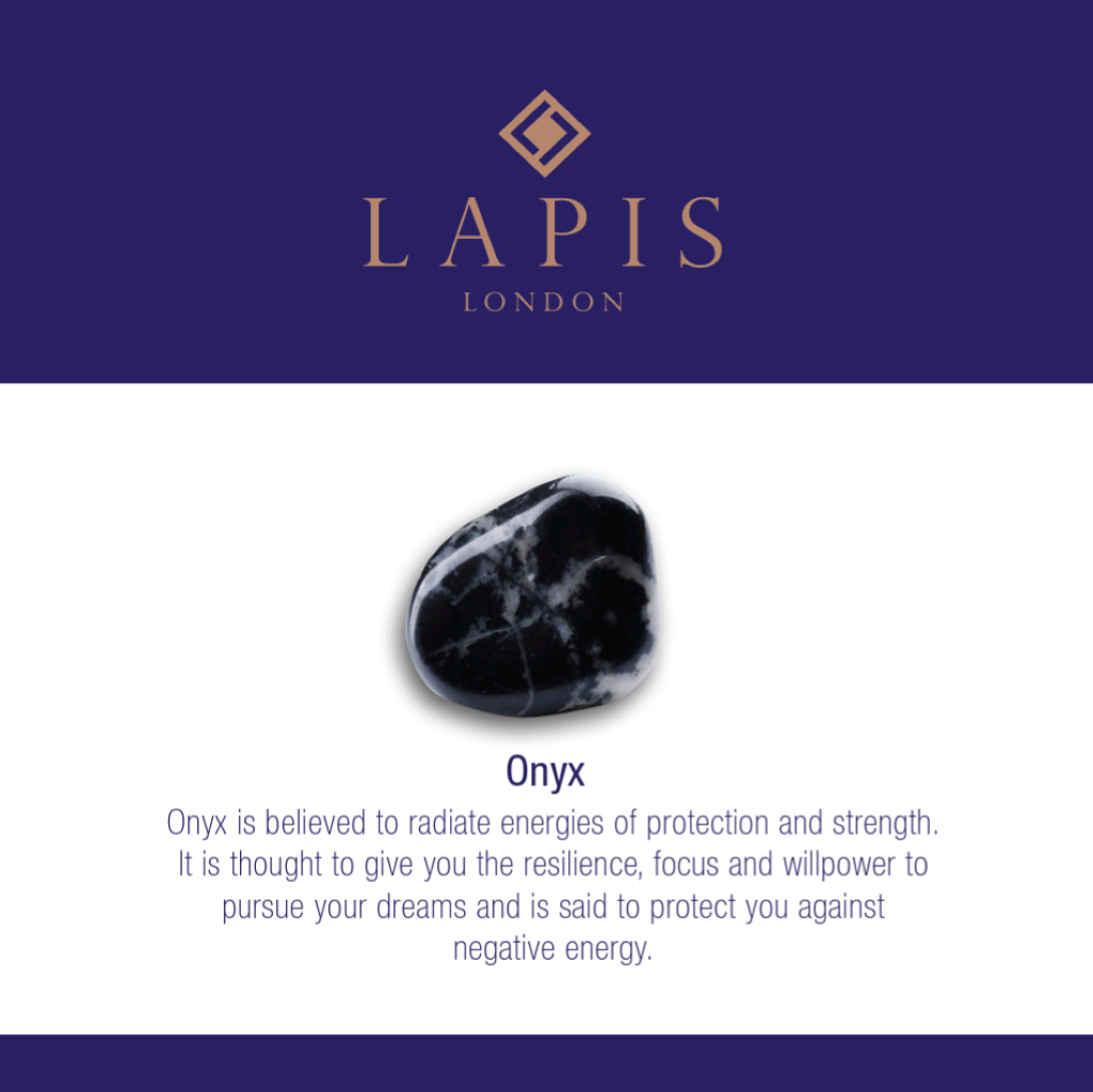 Lapis London Black Onyx gemstone meaning card