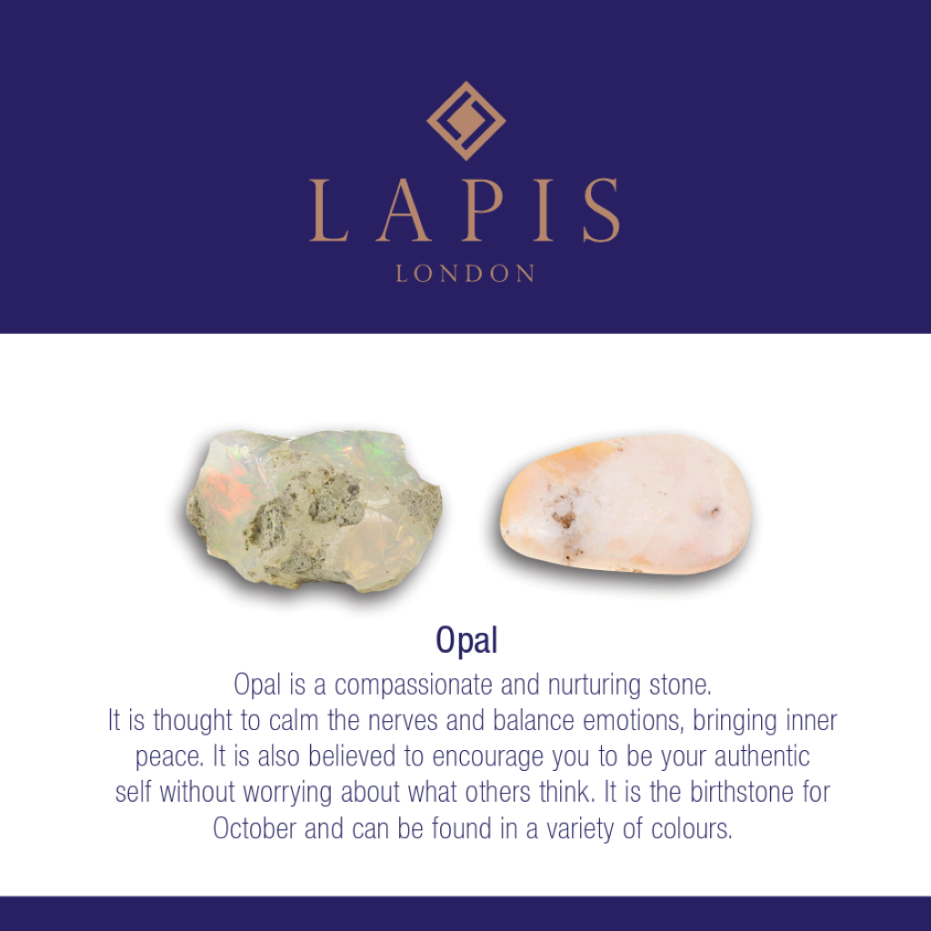 Lapis London opal gemstone meaning card