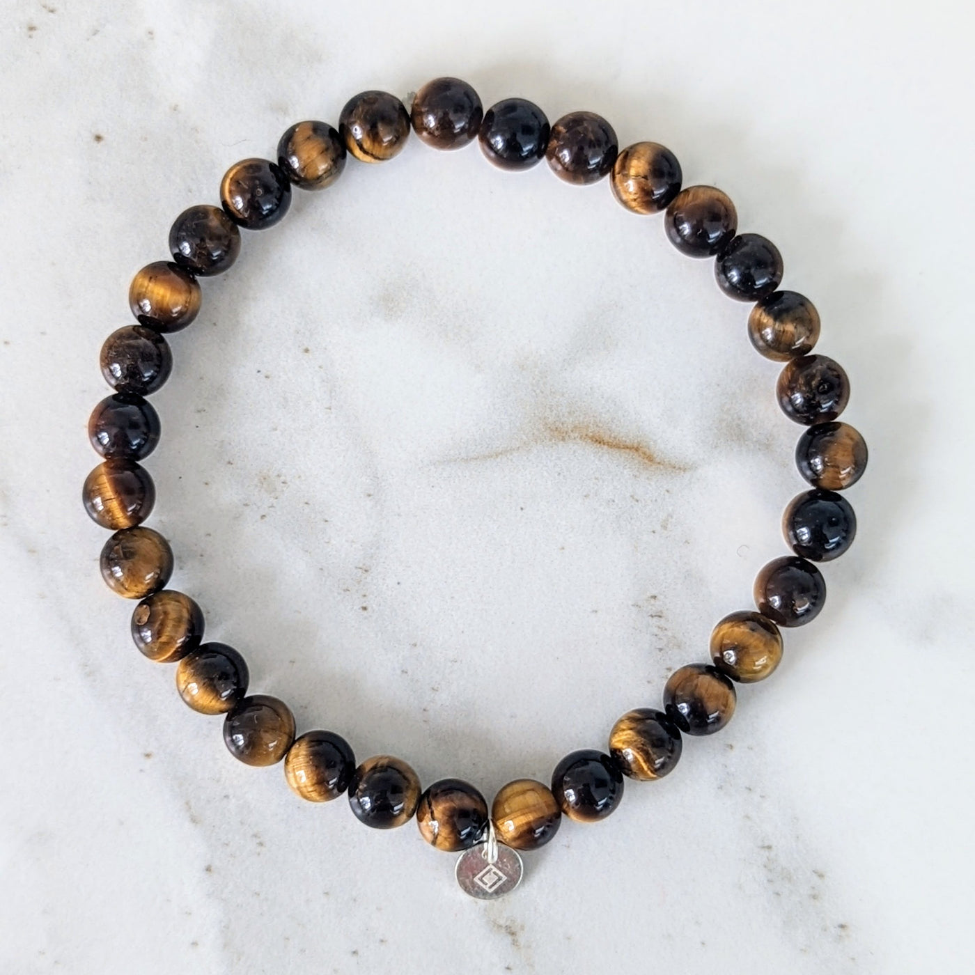 Men's 6mm Tiger's Eye bead Gemstone Intention Bracelet