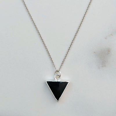 Sterling silver black onyx triangle gemstone necklace