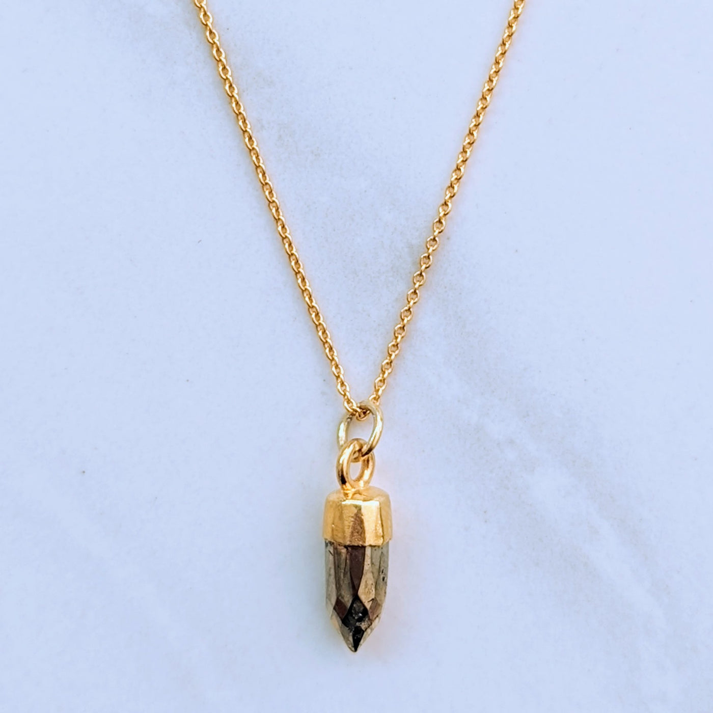 Gold plated pyrite spike gemstone necklace 