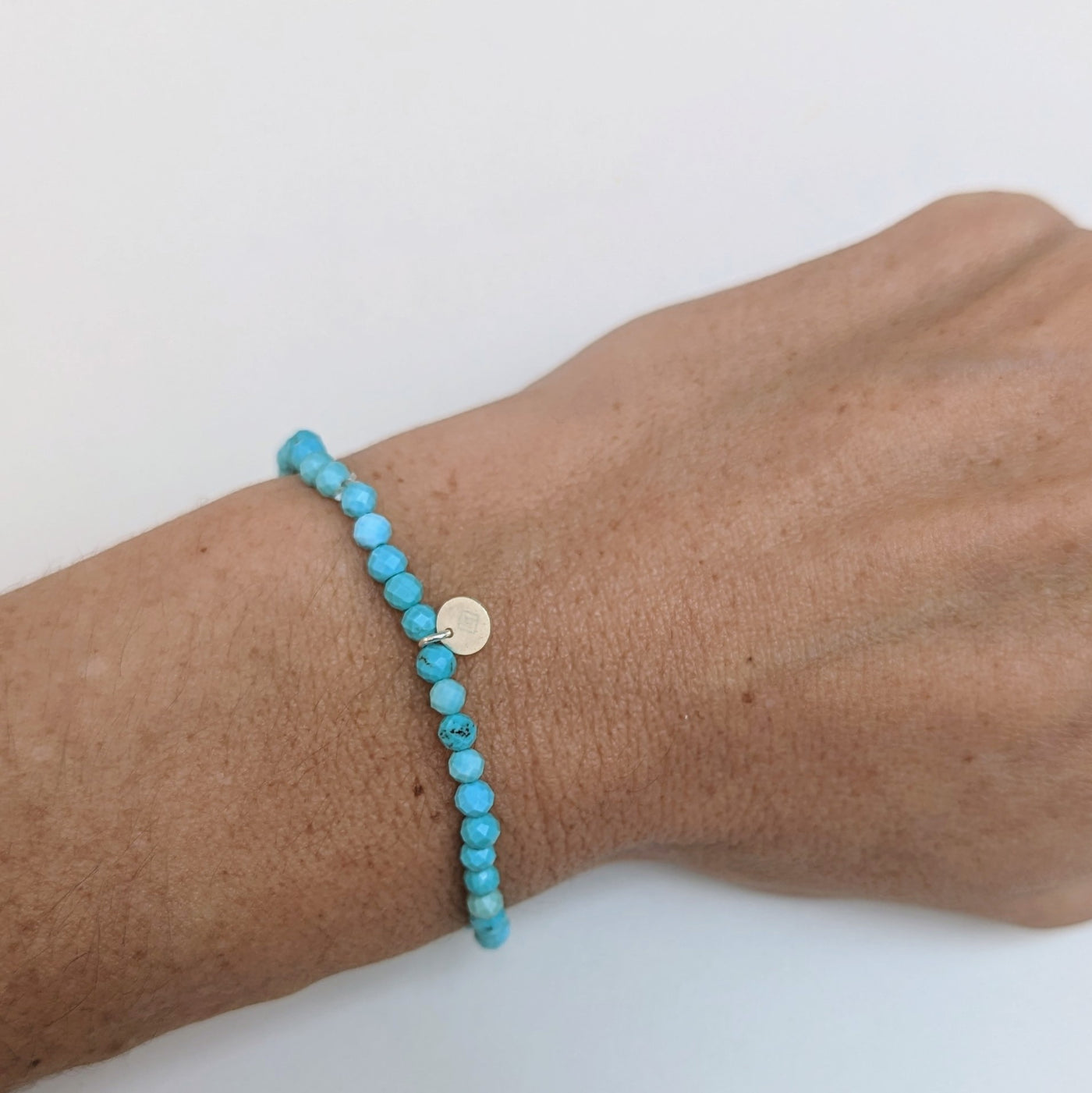 Turquoise gemstone bracelet 4mm faceted beads