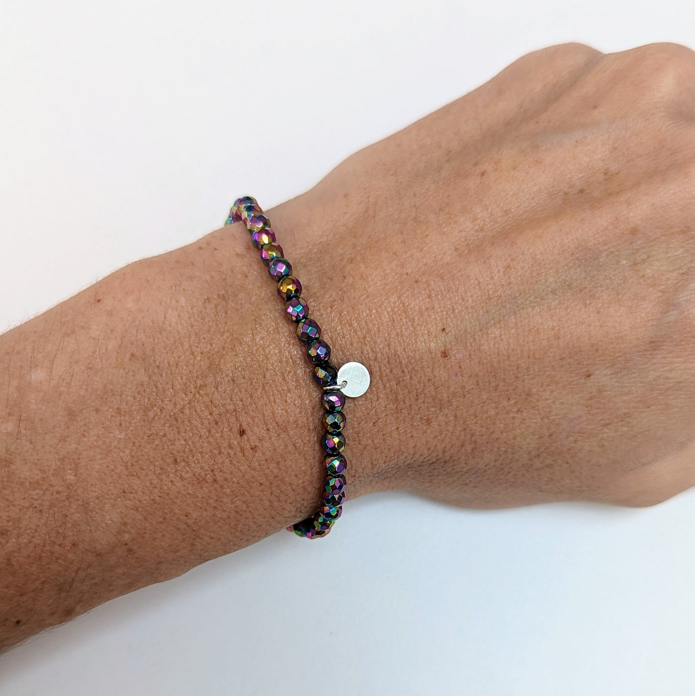 Rainbow Coloured Hematite Gemstone Intention Bracelet - 4mm, Faceted