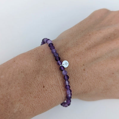Amethyst gemstone bracelet 4mm faceted 