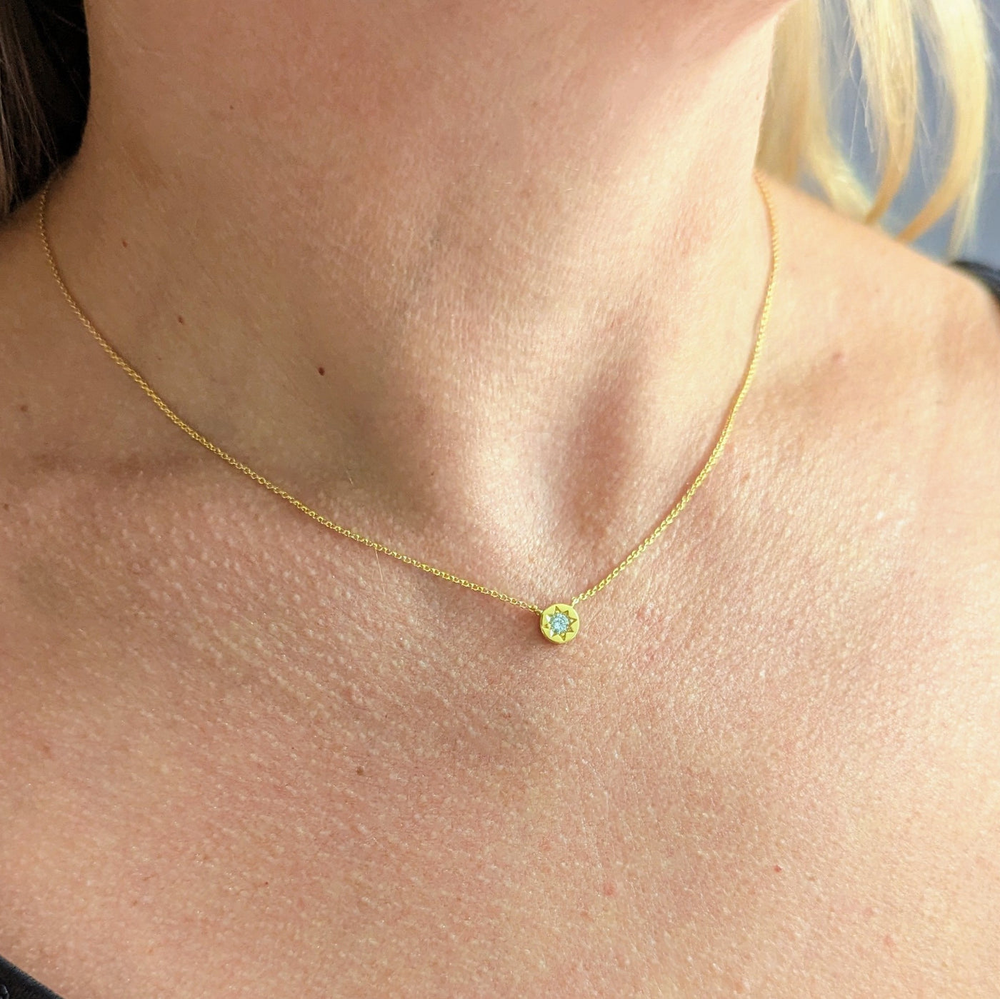 Gold plated tiny star zircon necklace