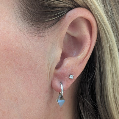 labradorite sterling silver octahedron charm hoop earrings