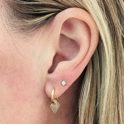 Citrine gold plated octahedron hoop earrings