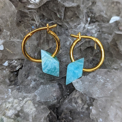 Amazonite gold plated hoop earrings