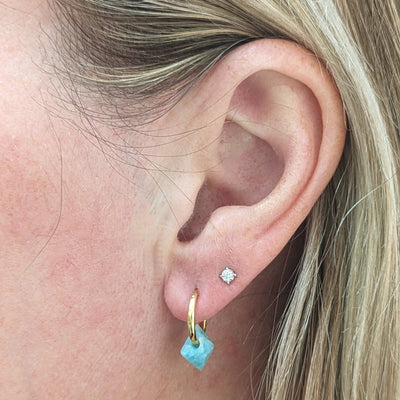 Amazonite gold plated hoop earrings