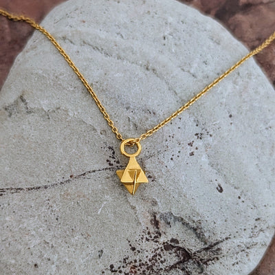 Gold plated tetrahedron necklace