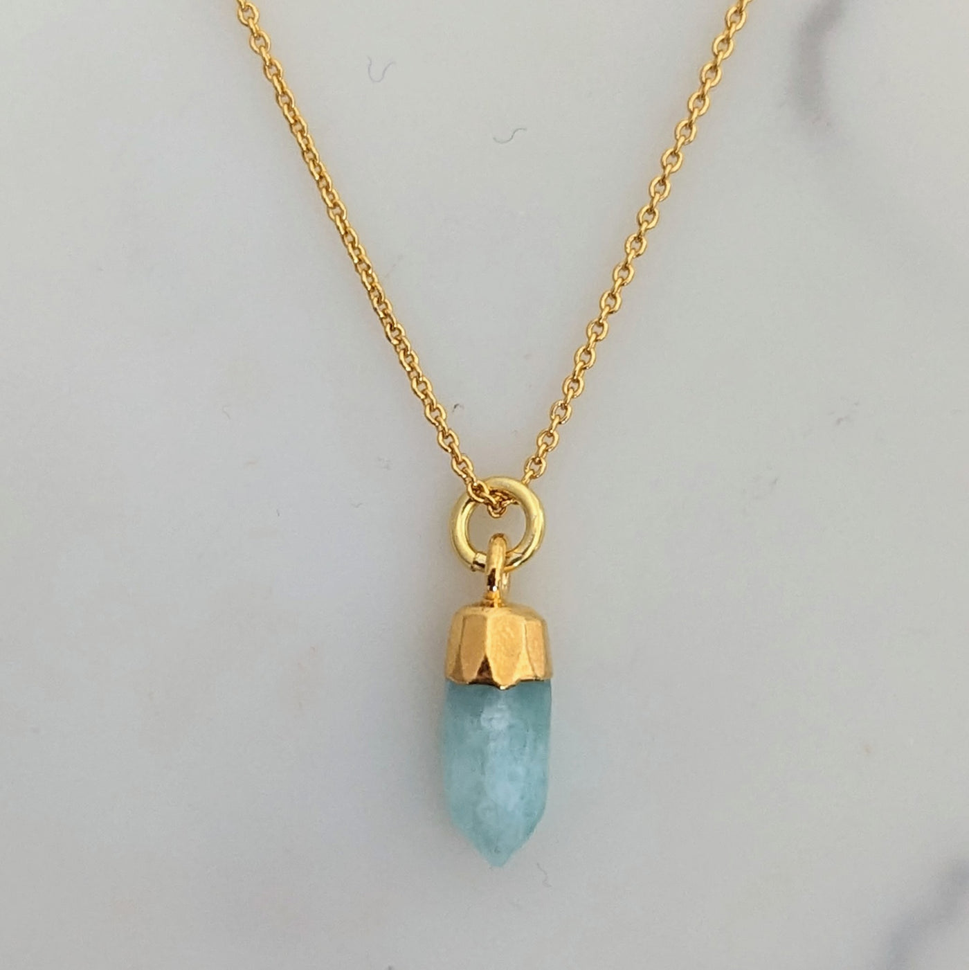 Amazonite spike gold plated gemstone necklace