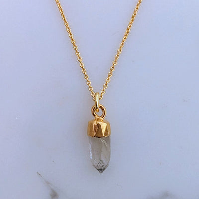 clear quartz gold plated necklace