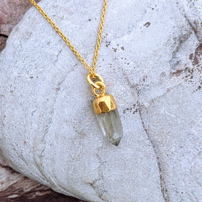golden rutile quartz gold plated necklace